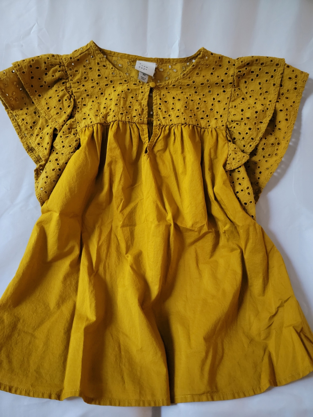 Mustard Eyelet Top